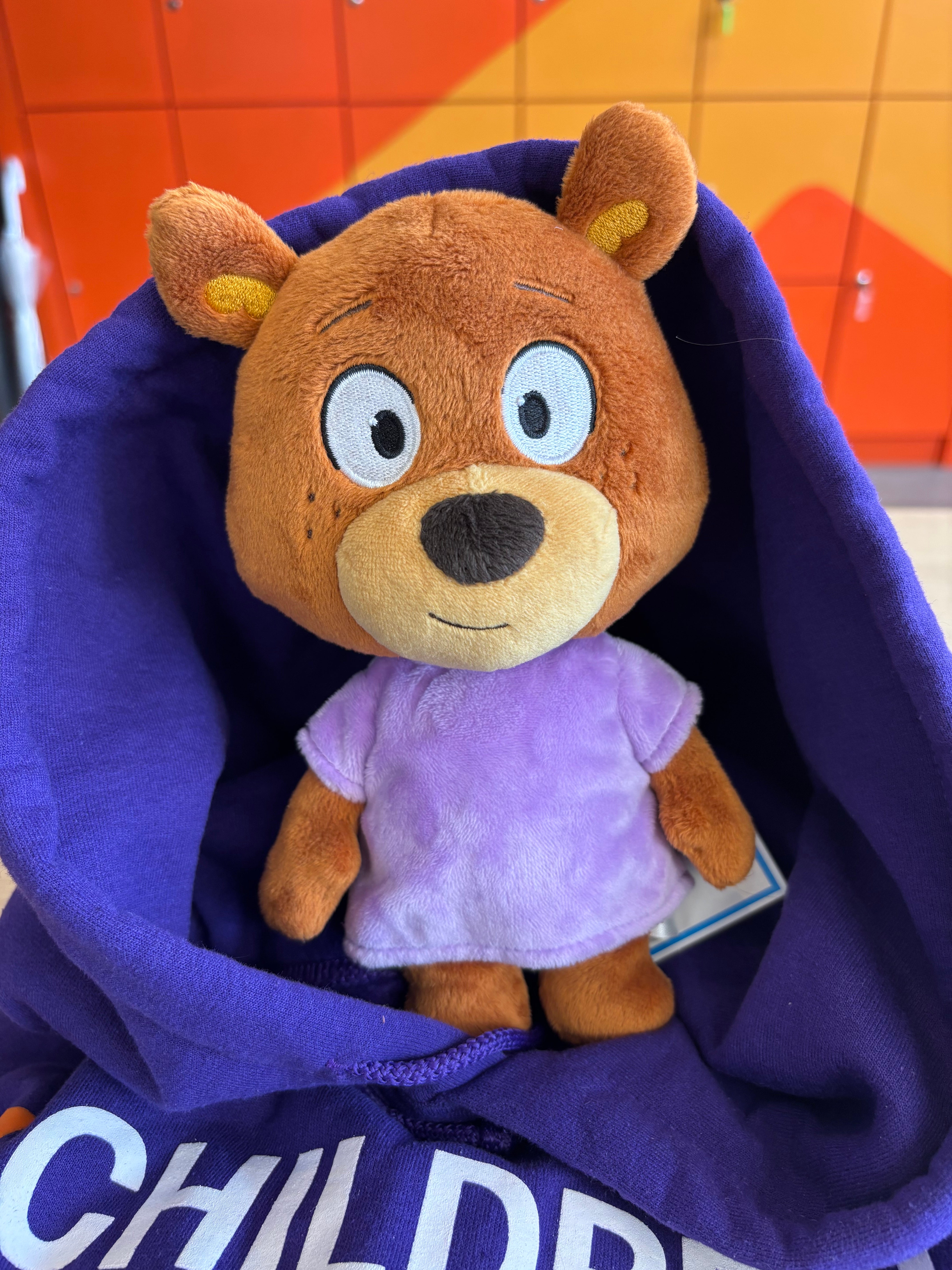 Children with Cancer UK’s Corry the bear provides comfort for children going through cancer treatment