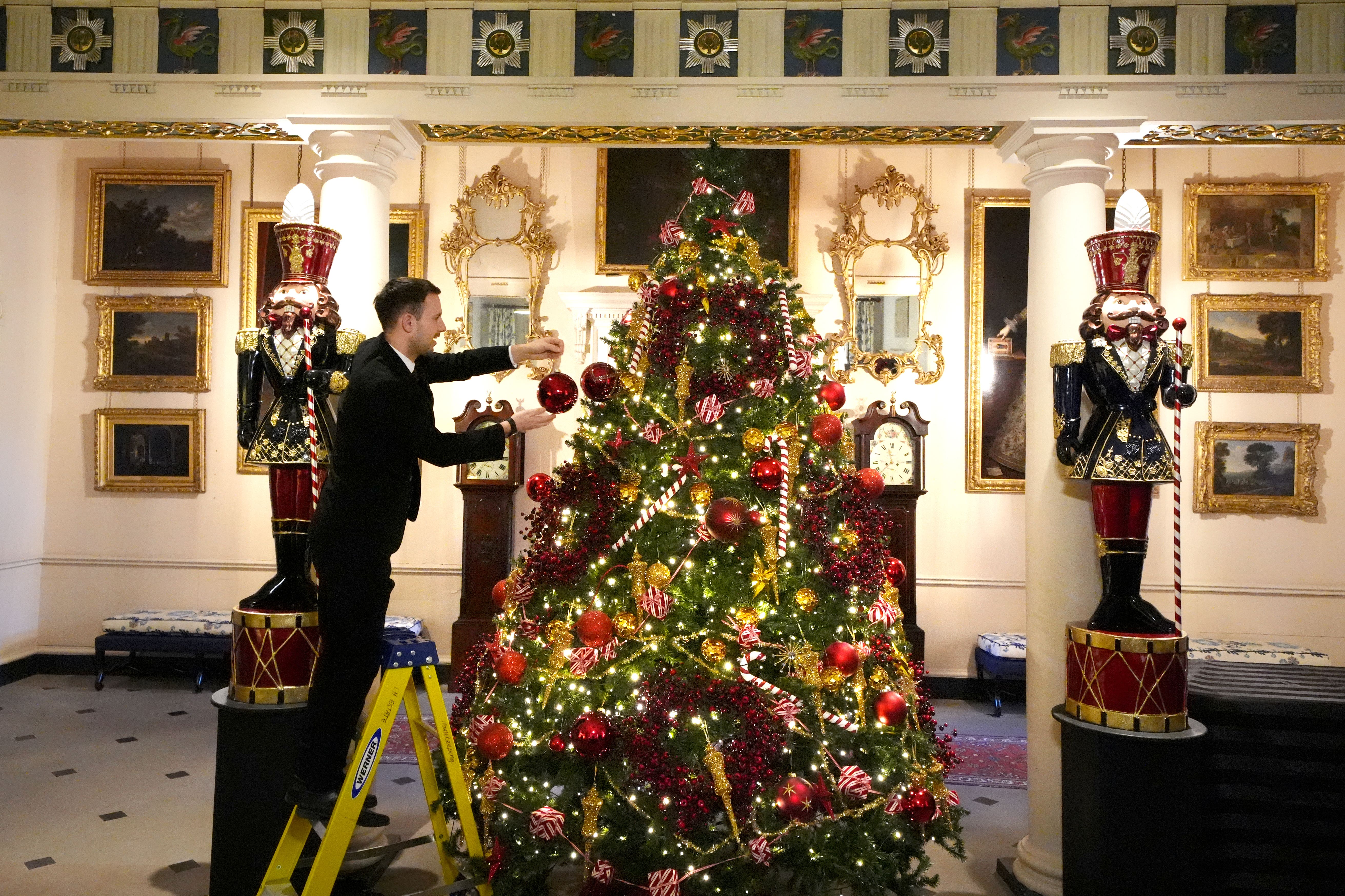 Finishing touches are made to Christmas decorations at Dumfries House (Andrew Milligan/PA)