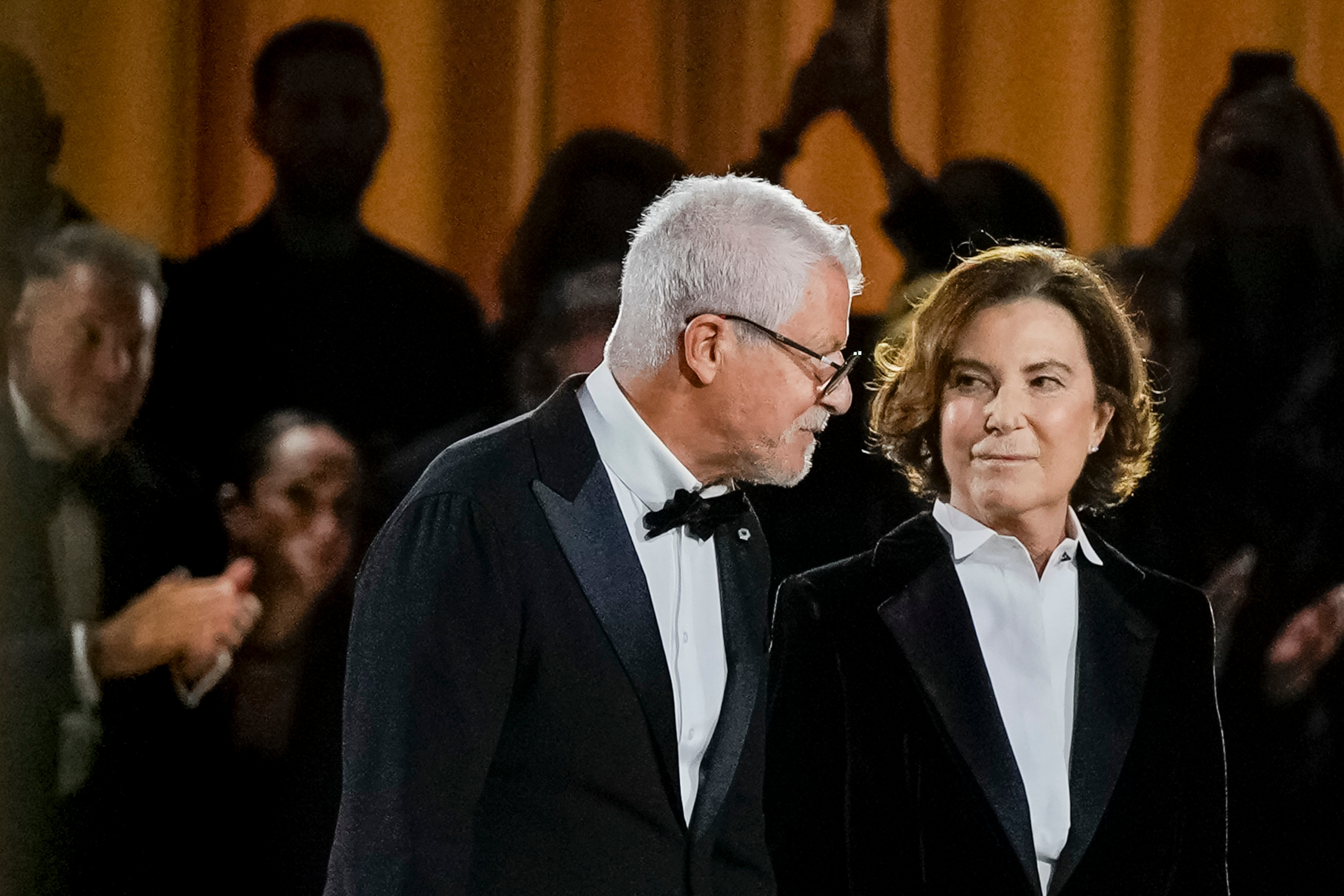 Armani Chairman Pantaleo Dell’Orco, left, and Giorgio Armani's niece Silvana Armani