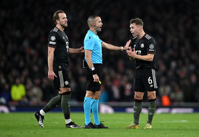 <p>Kimmich complained that Arsenal ‘rely on set pieces’ after Bayern conceded from a corner</p>