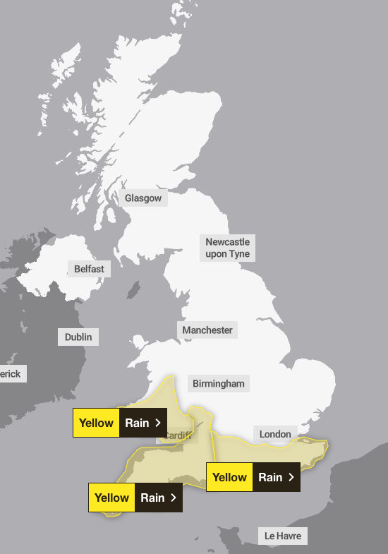 Three weather warnings are in place from Monday