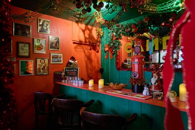 <p>Inside the ‘pub’ at Flat Iron Square near London Bridge</p>