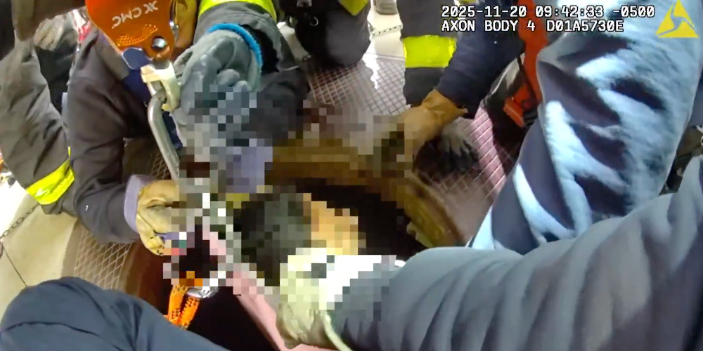 The worker was taken to the hospital in stable condition, the NYPD said