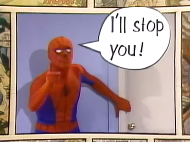 <p>Danny Segren as Spider-Man on The Electric Company</p>