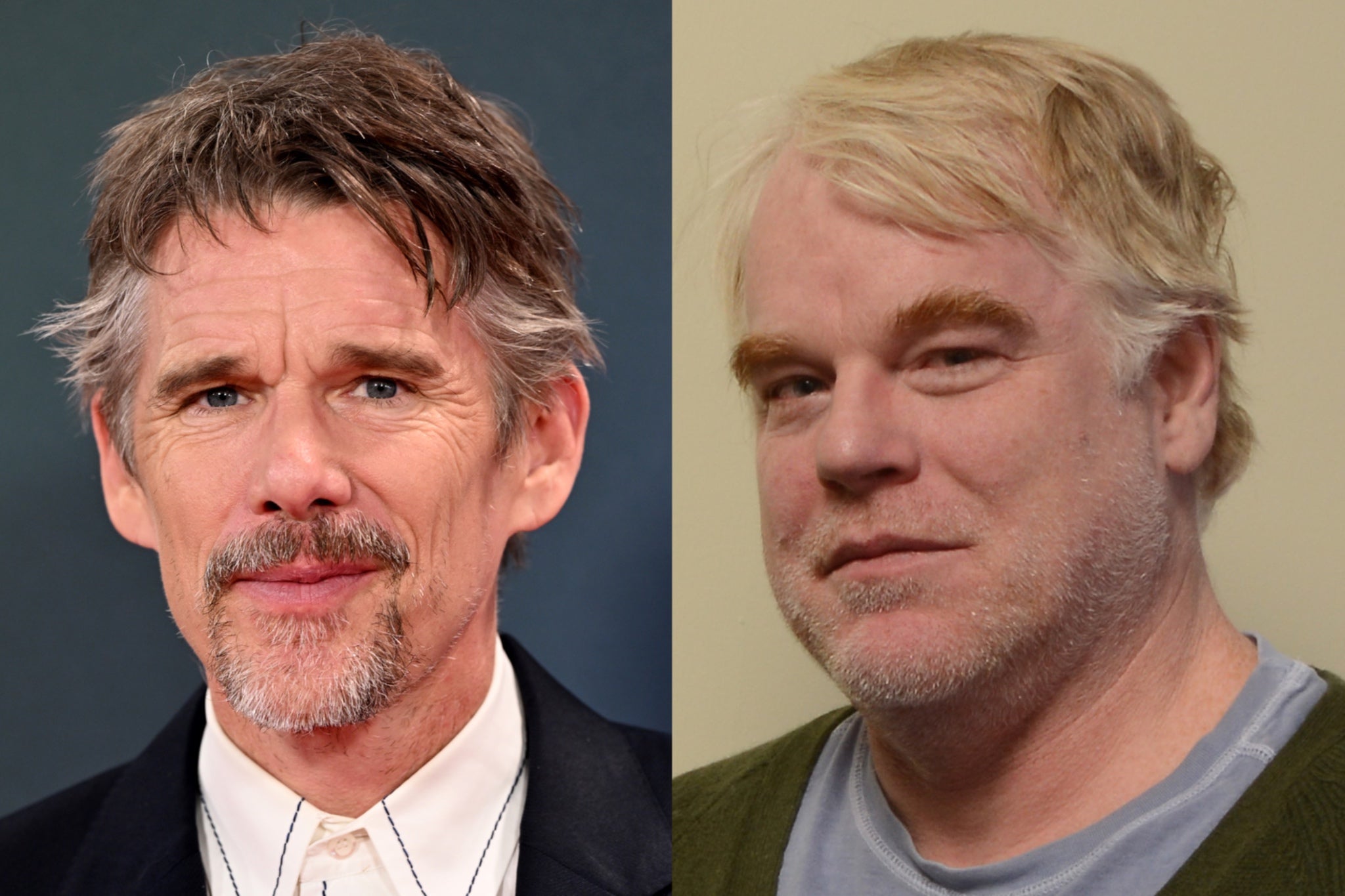 <p>Ethan Hawke and Philip Seymour Hoffman</p>