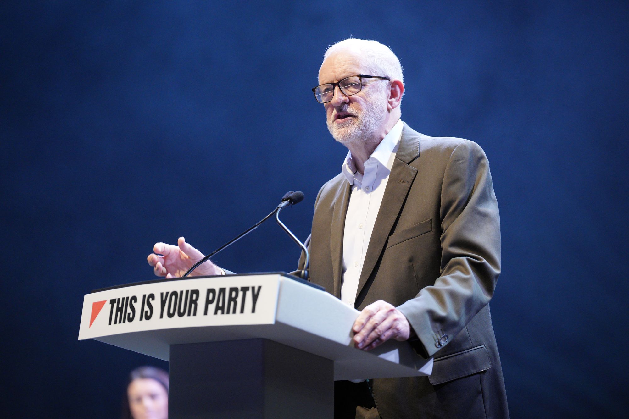 Jeremy Corbyn MP delivers a speech during the inaugural conference of new political venture Your Party