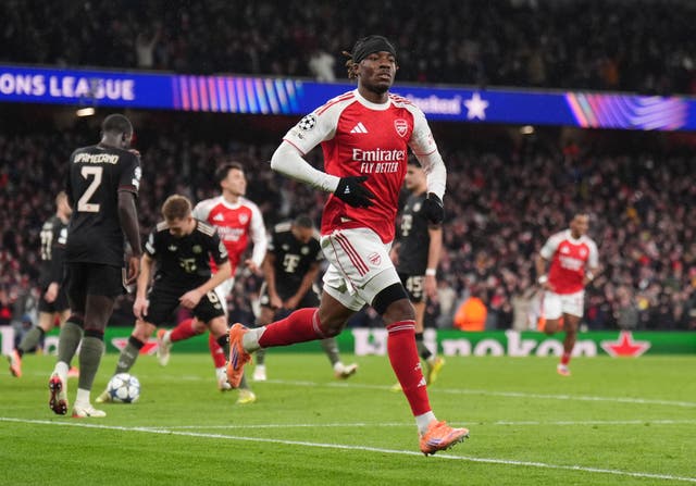 <p>Noni Madueke scored in the impressive win against Bayern Munich (John Walton/PA)</p>