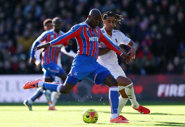 <p>Jean-Philippe Mateta had to retake his penalty against Man United</p>