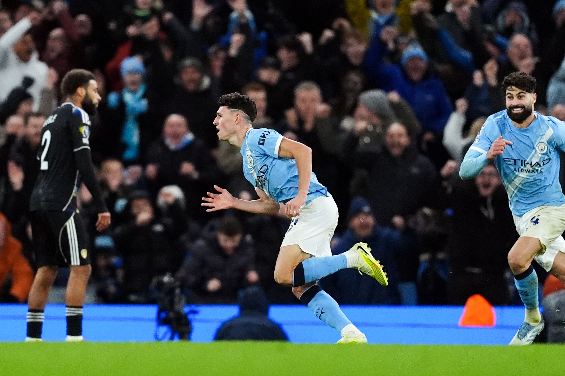 Phil Foden struck a superb double against Leeds (Martin Rickett/PA)
