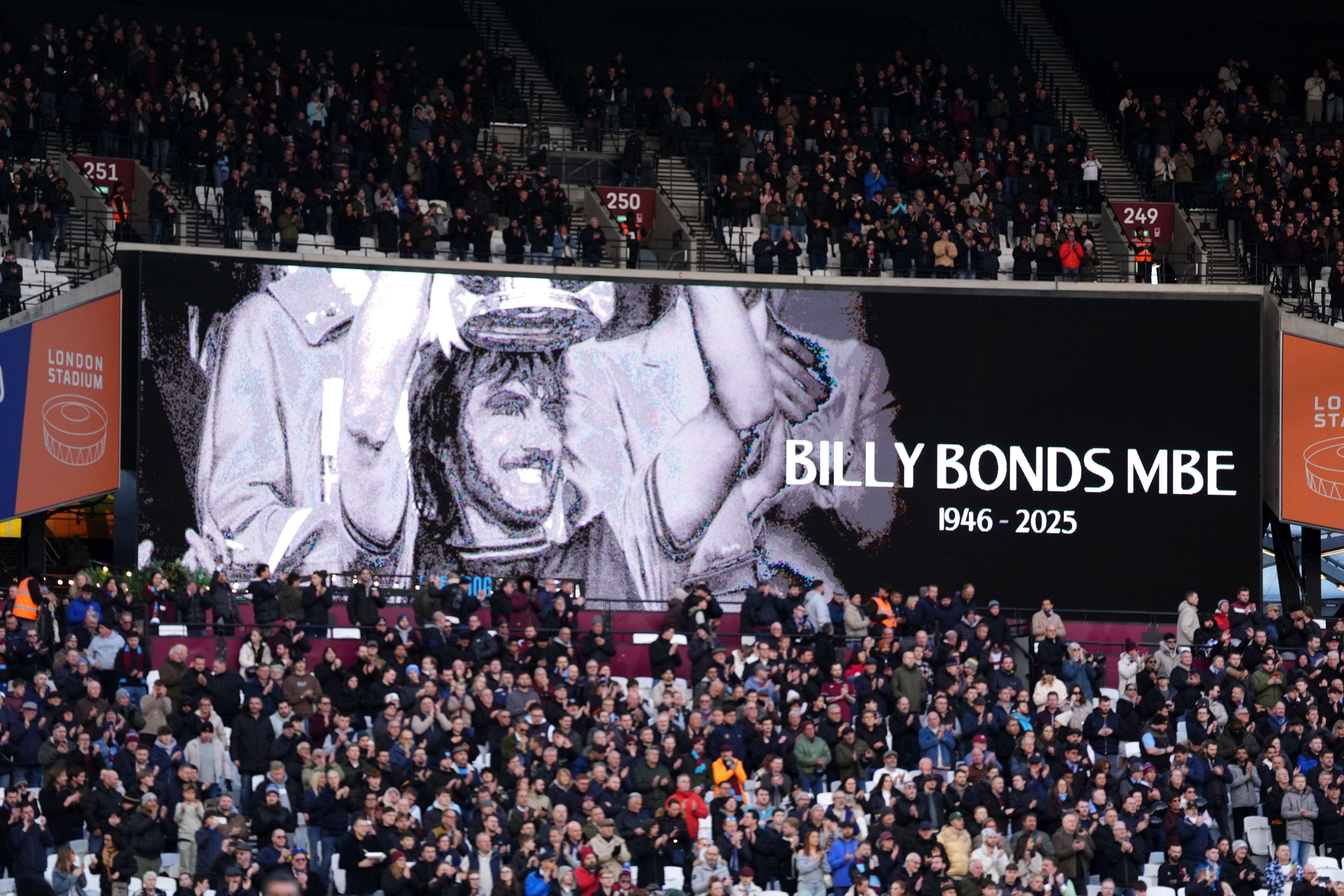 Billy Bonds was West Ham’s longest serving player, making almost 800 appearances and later also managed the club (Adam Davy/PA)