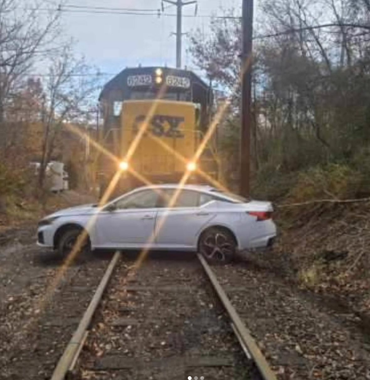 A woman miraculously suffered only minor injuries after a freight train slammed into her car in New Jersey