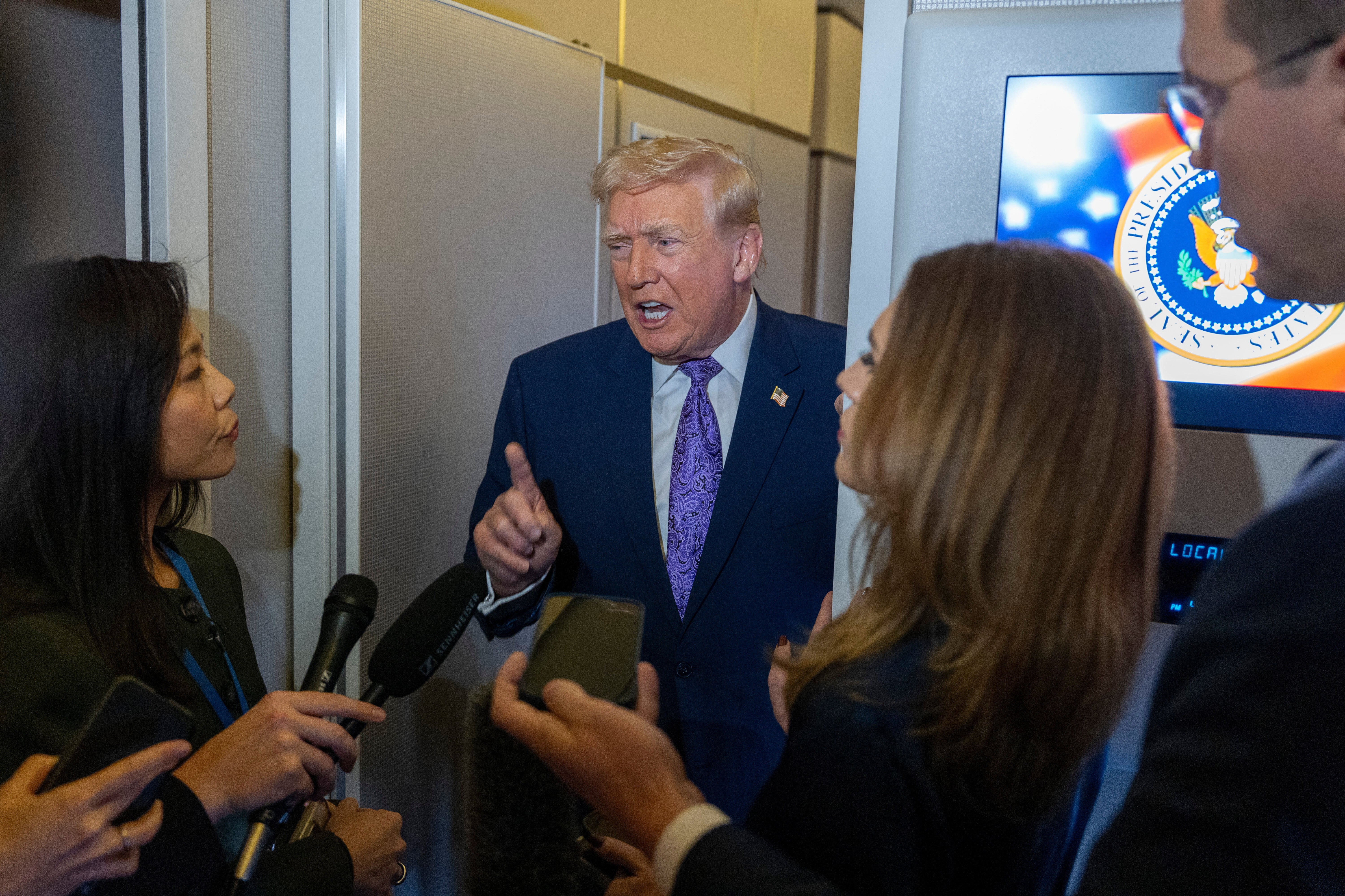 Trump took questions from reporters aboard Air Force One Sunday night, as he returned to Washington D.C. from his Mar-a-Lago estate in Florida. He claimed he had ‘aced’ a cognitive test but told the female reporter that she would be ‘incapable’ of doing the same