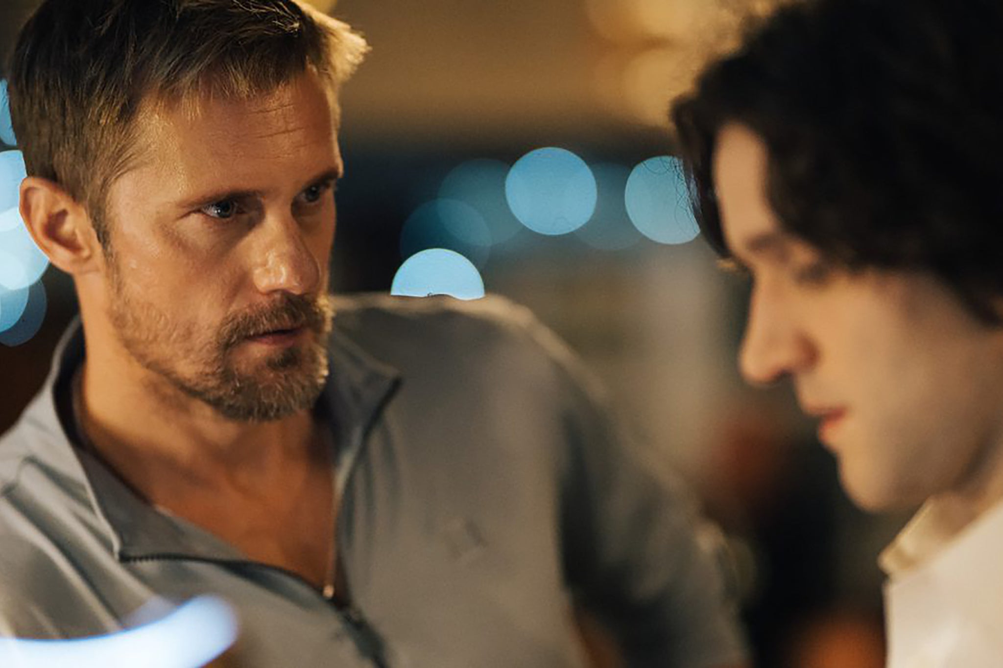 Alexander Skarsgård and Harry Melling are lovers in ‘Pillion’