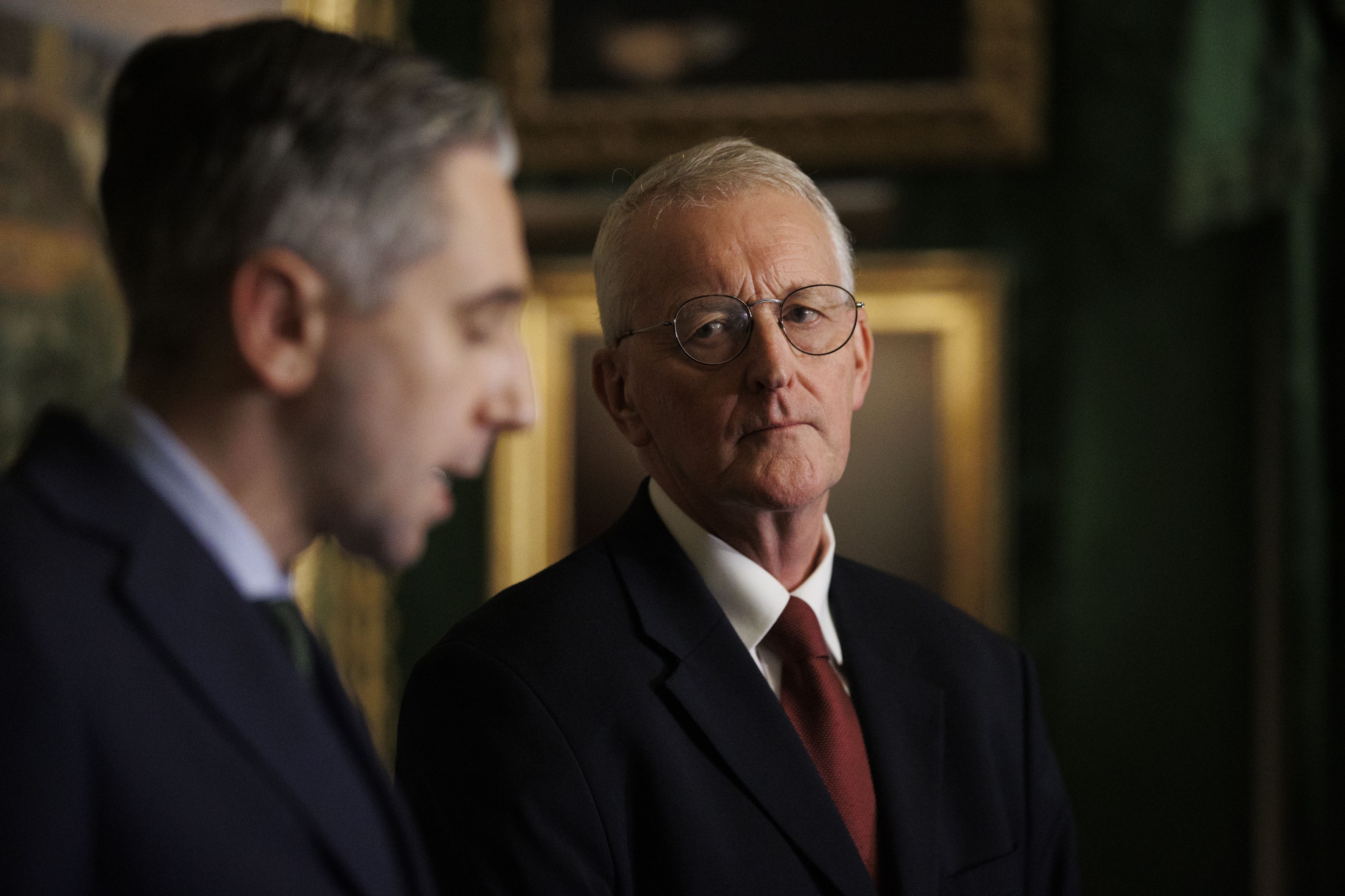 Northern Ireland Secretary Hilary Benn (right) and Tanaiste Simon Harris (left) unveiled the new legacy framework in September (Liam McBurney/PA)
