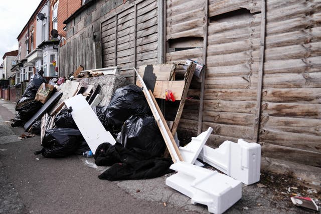 File photo dated 22/07/25 of uncollected refuse bags in the Sparkhill area of Birmingham (Jacob King/PA)
