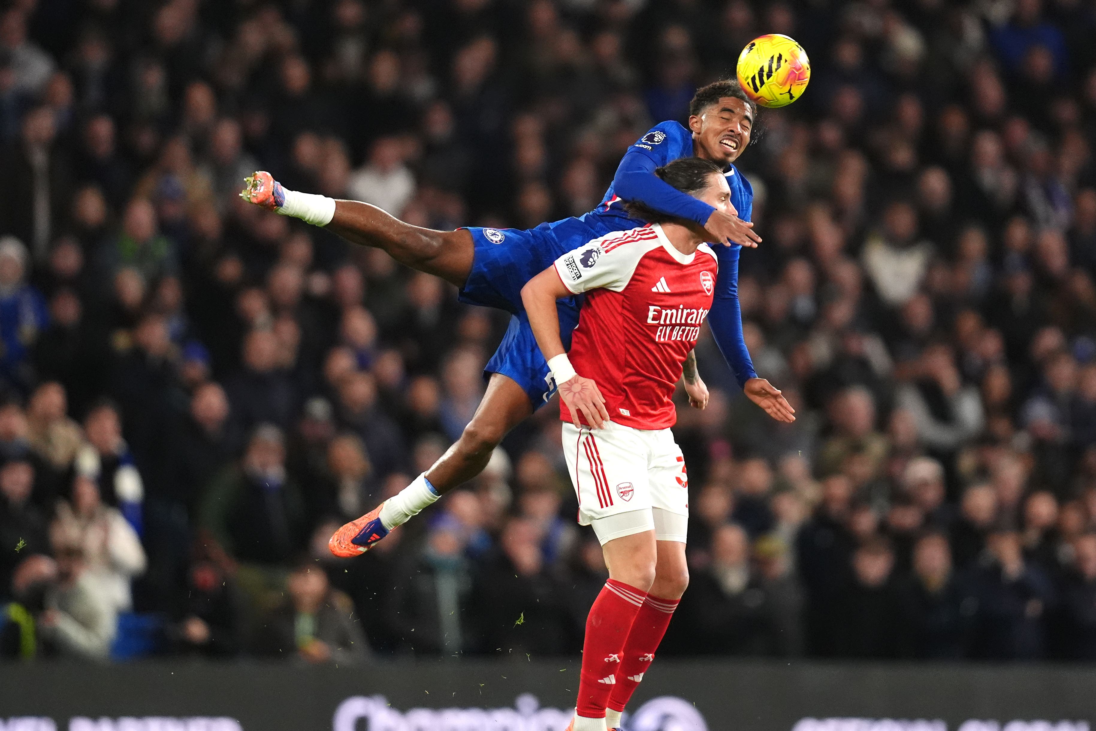 Ten-man Chelsea held Premier League leaders Arsenal to a 1-1 draw (John Walton/PA)