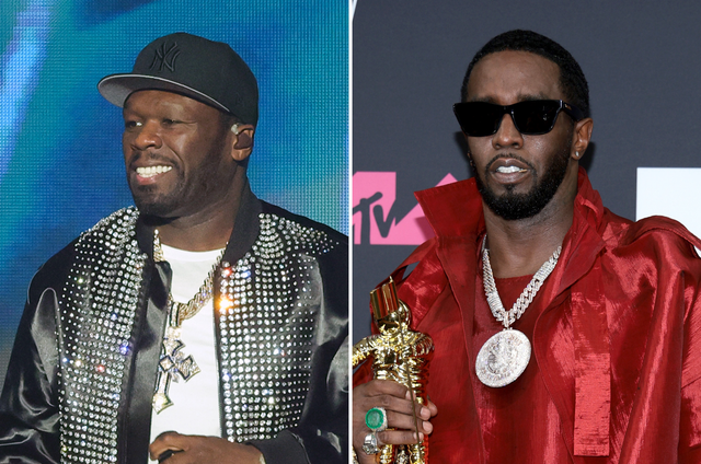 <p>50 Cent (left) has been locked in a long-standing, bitter feud with Sean 'Diddy' Combs (right) since 2001</p>