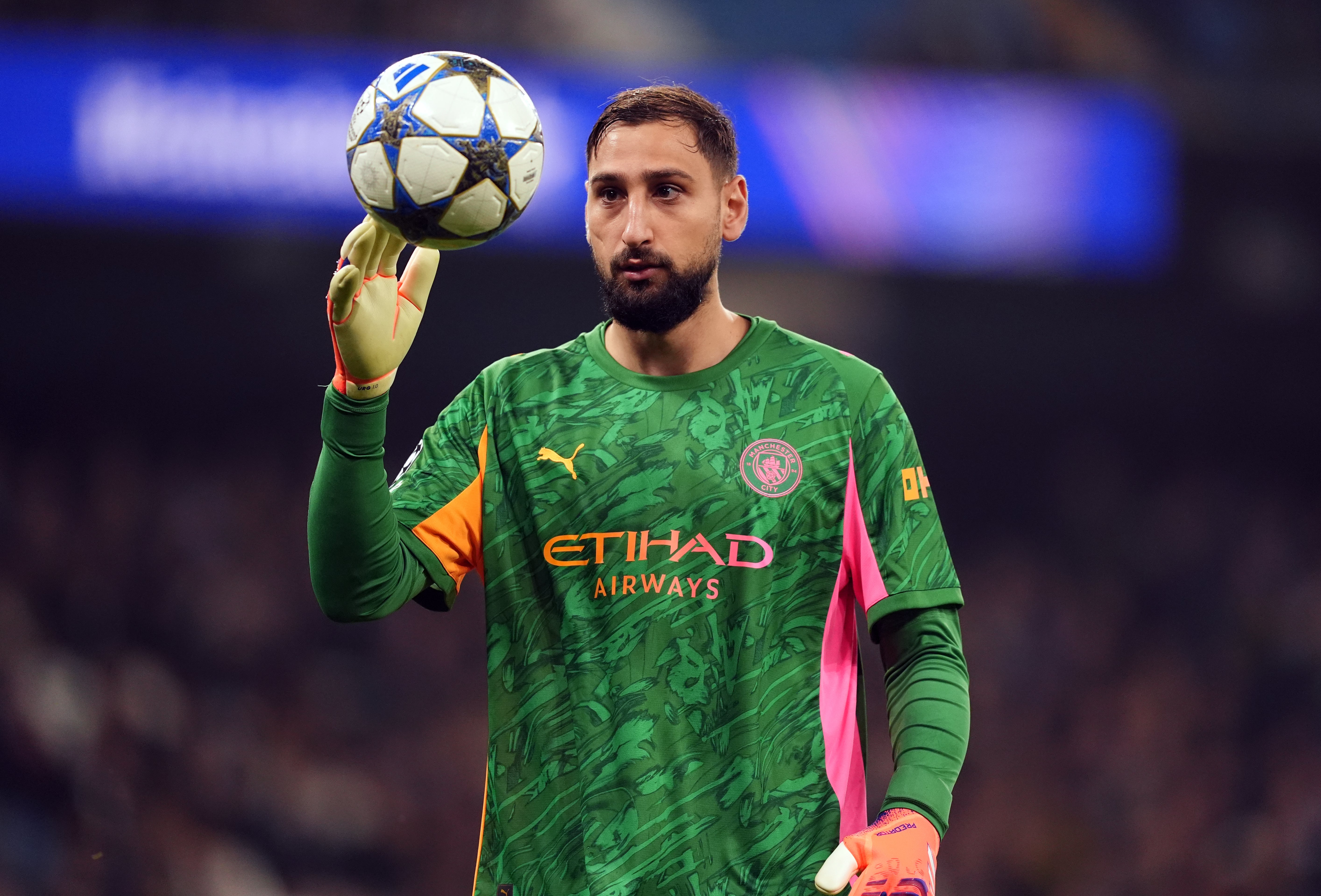 Gianluigi Donnarumma was booked for a fourth time for City at the weekend (Martin Rickett/PA)