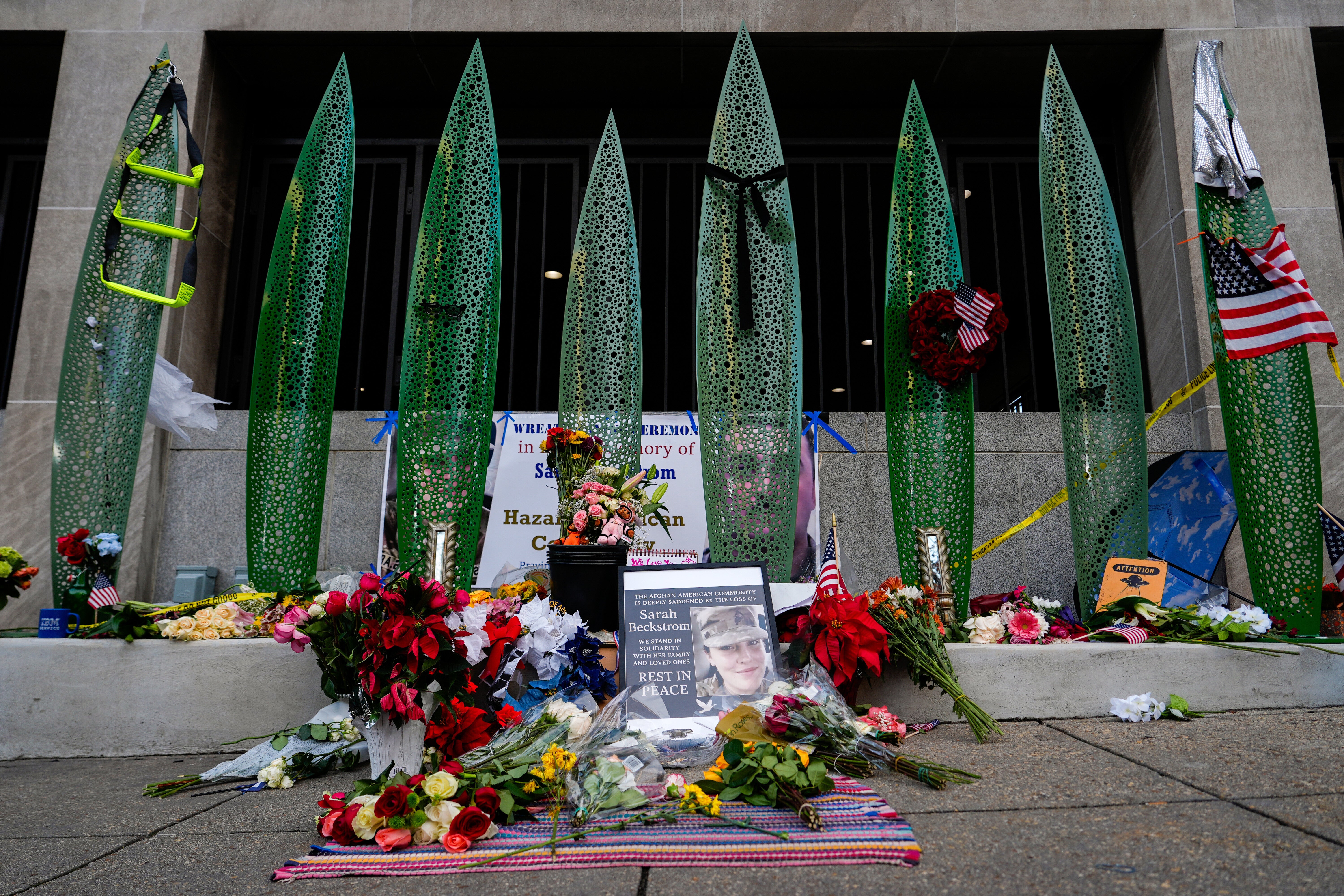 <p>The memorial in Washington following last week’s shooting</p>