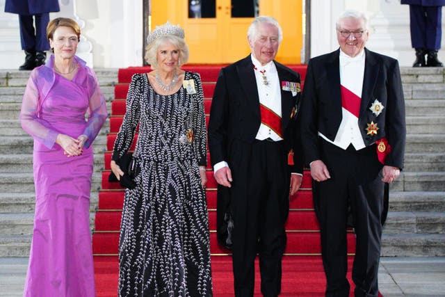 <p>The King and Queen met German President Frank-Walter Steinmeier and his wife Elke Budenbender in Berlin in March 2023 </p>
