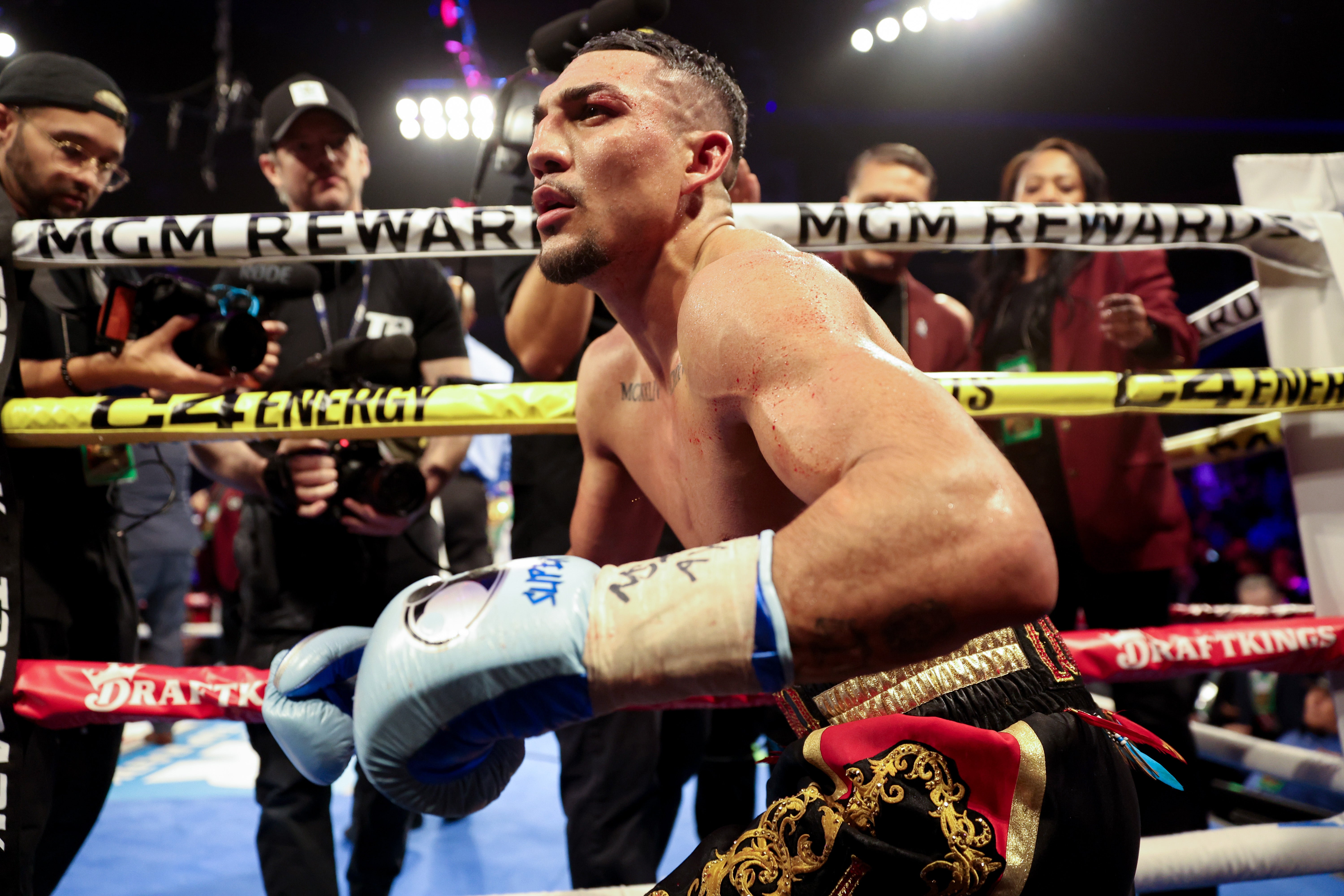 <p>Teofimo Lopez after a 2024 win over Jamaine Ortiz</p>