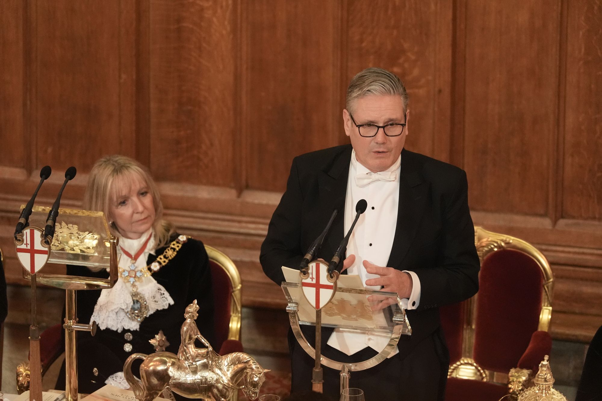 Keir Starmer giving a speech at the Lady Mayor’s Banquet in central London