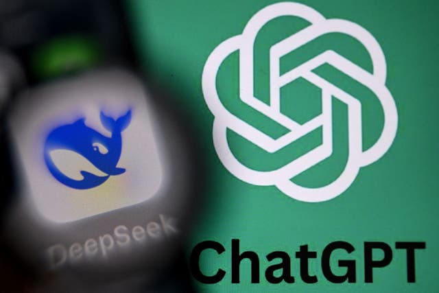 <p>ChatGPT logo on a screen next to Deepseek AI application </p>