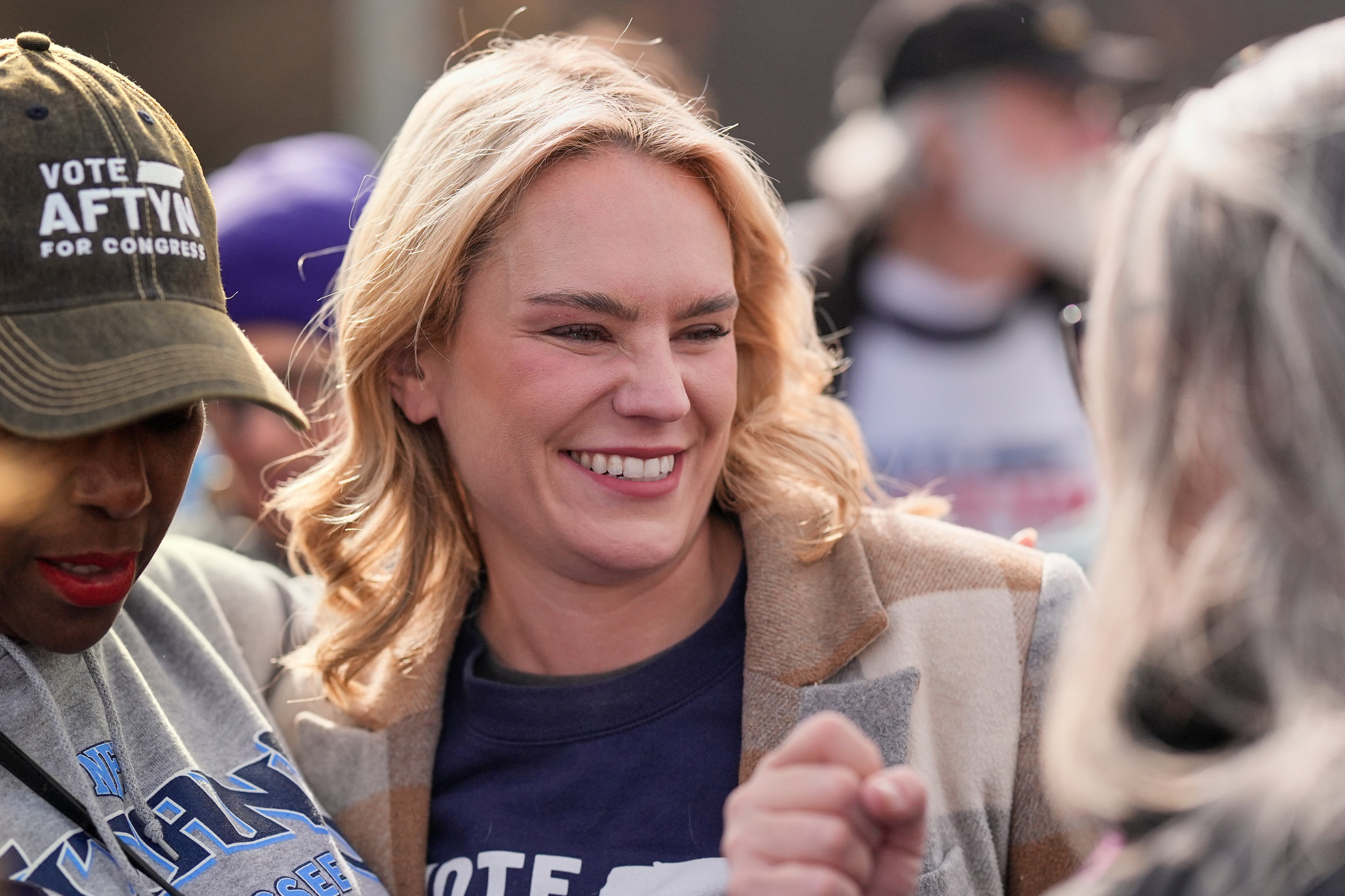 Democratic congressional candidate and state rep. Aftyn Behn, attends a campaign event with her supporters in Nashville, Tennessee on Saturday