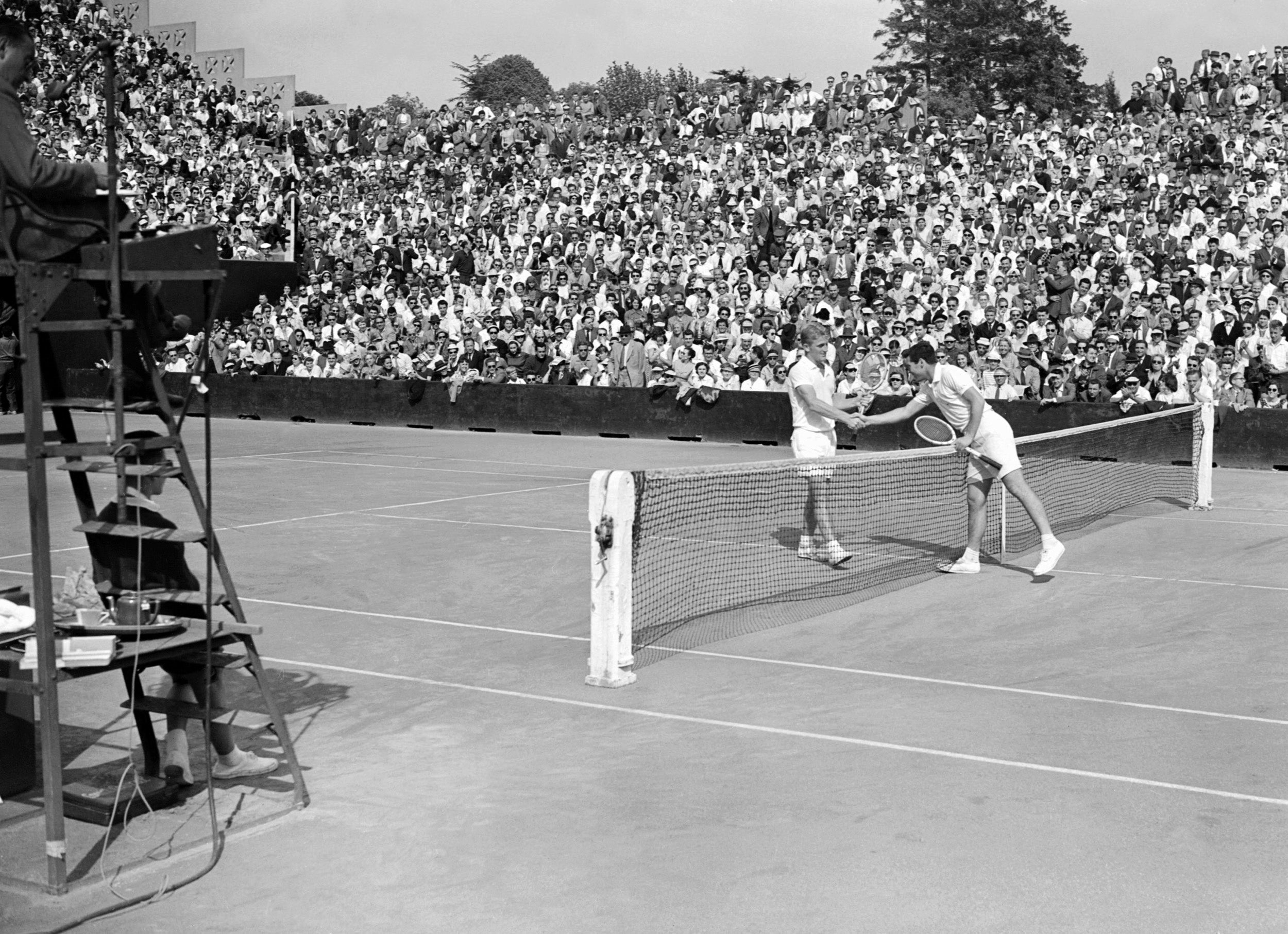 Pietrangeli (right) won the French Open twice