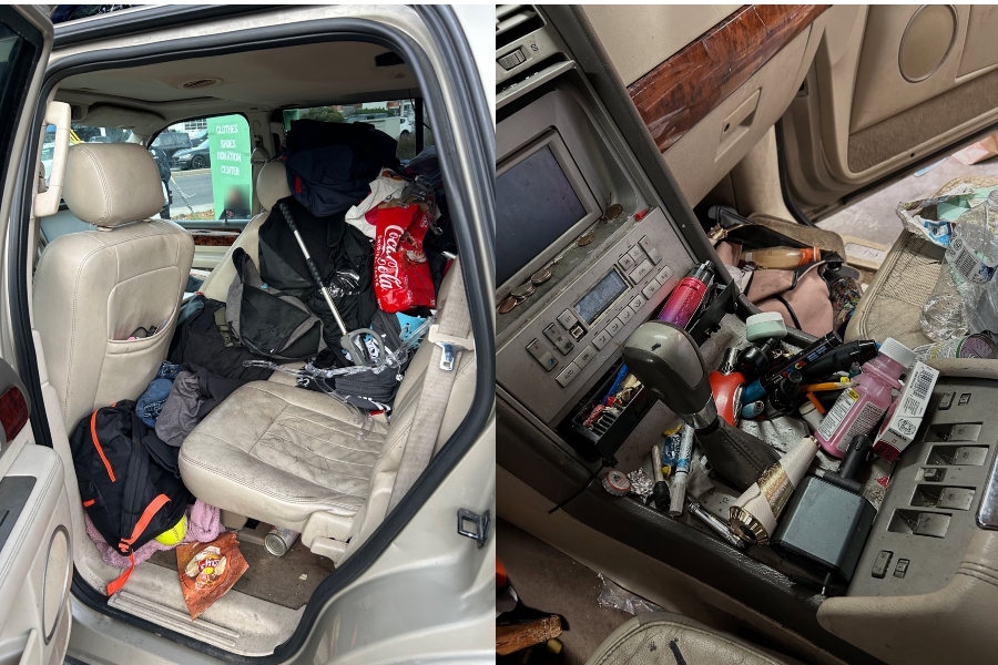 Five children and three dogs were found living in a car teeming with trash in Vancouver, Washington, police said