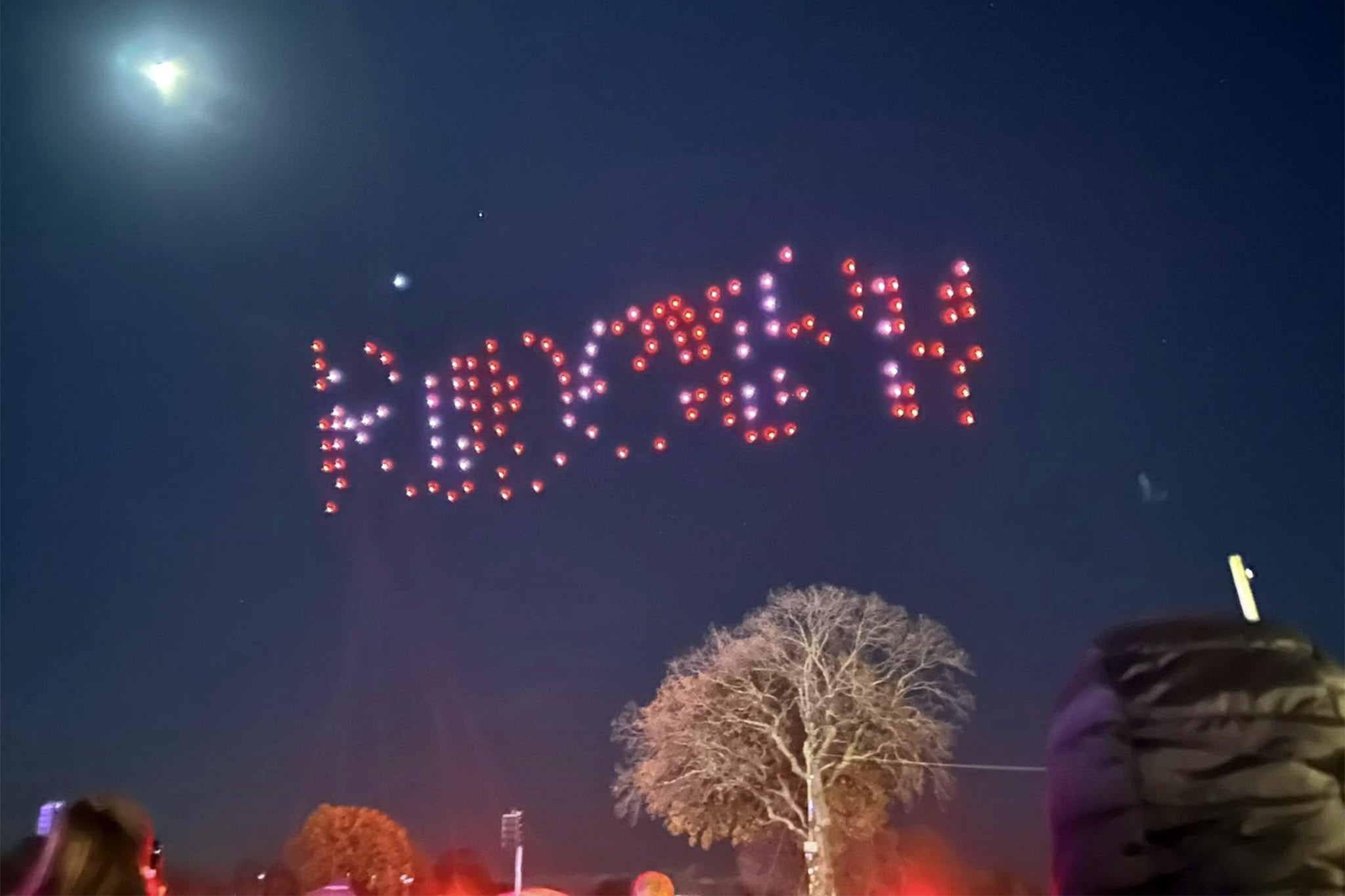 Drones failed to take off to make up the planned formations at the show