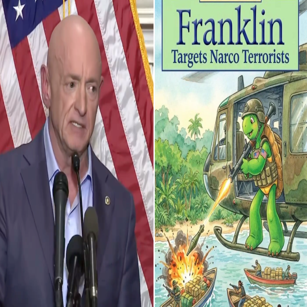 Mark Kelly slams Hegseth over Franklin AI drug boat memes | News |  Independent TV
