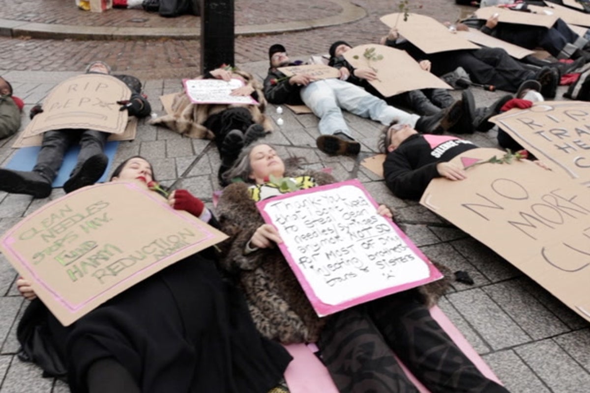 Protesters stage ‘die-in’ demonstration over HIV aid cuts