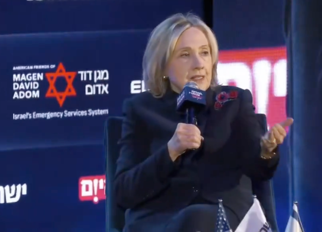 <p>Hillary Clinton speaks at  Israeli newspaper Israel Hayom's New York City summit on Tuesday December 2 2025</p>