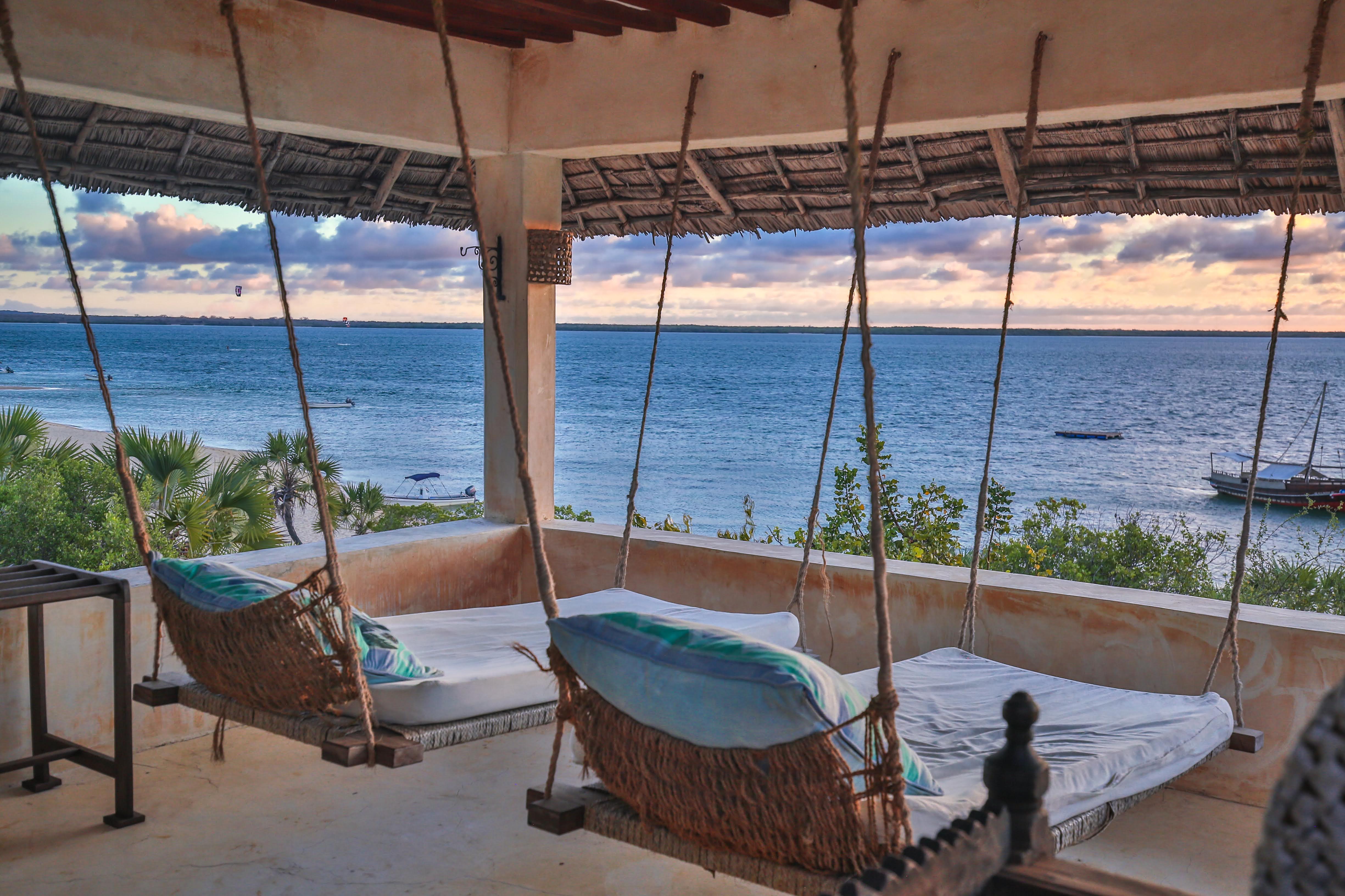 Most rooms come with a sea view, looking over the coast of Lamu Island
