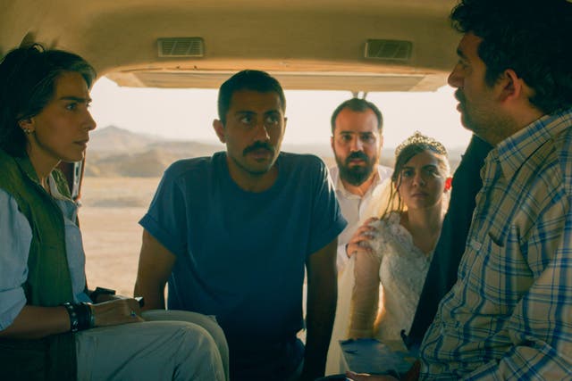 <p>Mariam Afshari, Mohamad Ali Elyasmehr, Hadis Pakbaten, Majid Panahi and Vahid Mobasseri in ‘It Was Just an Accident’</p>