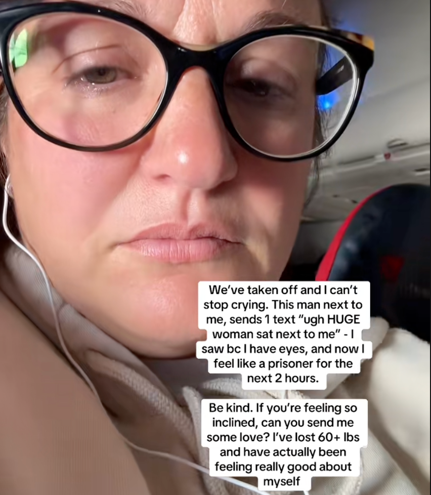 A TikTok user claimed that the man sitting next to her on a Delta flight shared a body-shaming message about her