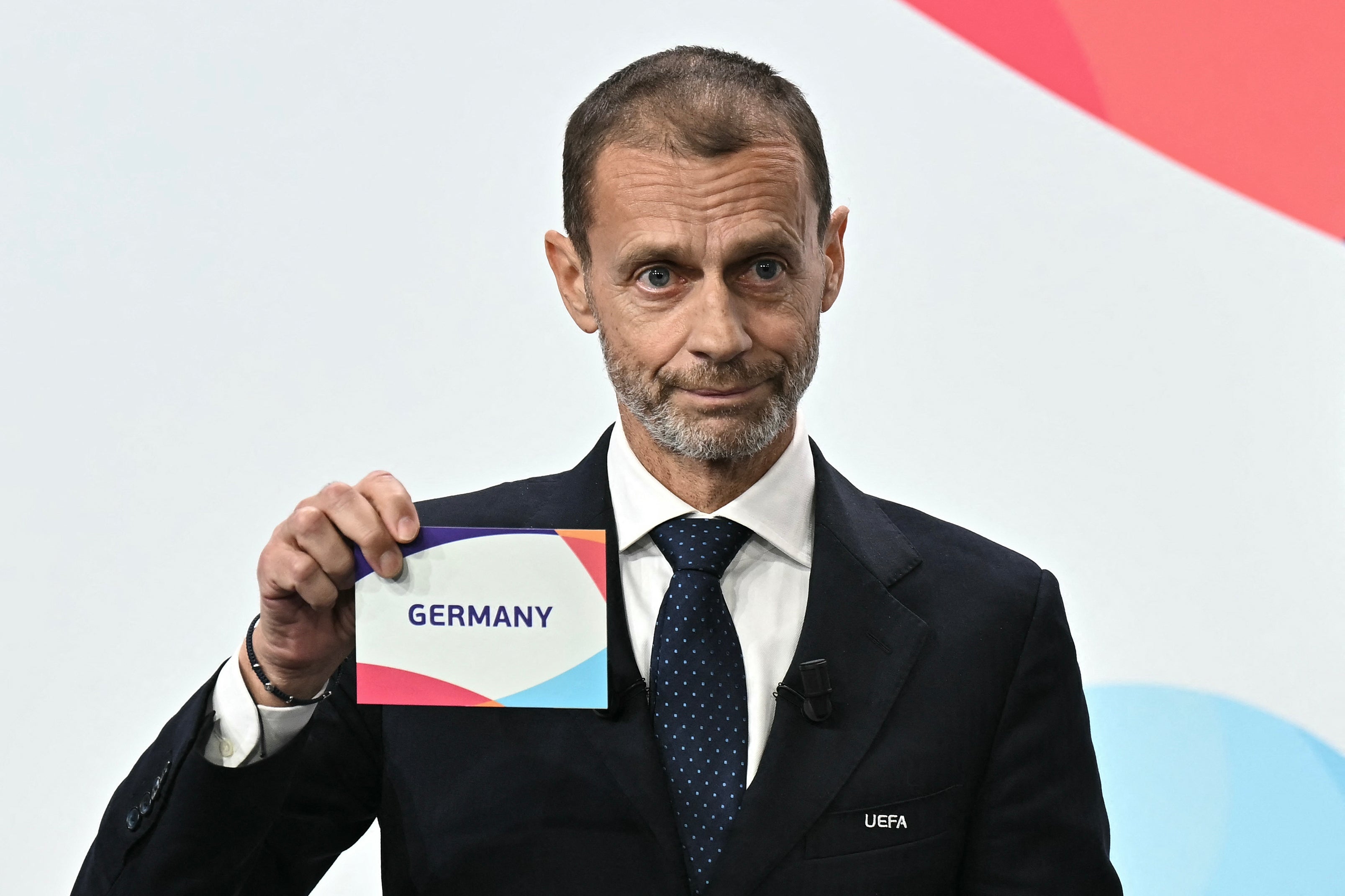 Aleksander Ceferin revealing the host of Euro 2029 as Germany