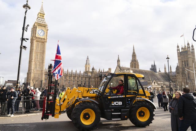 <p>Farmers protest in Westminster, London, over the changes to inheritance tax rules in the Budget</p>