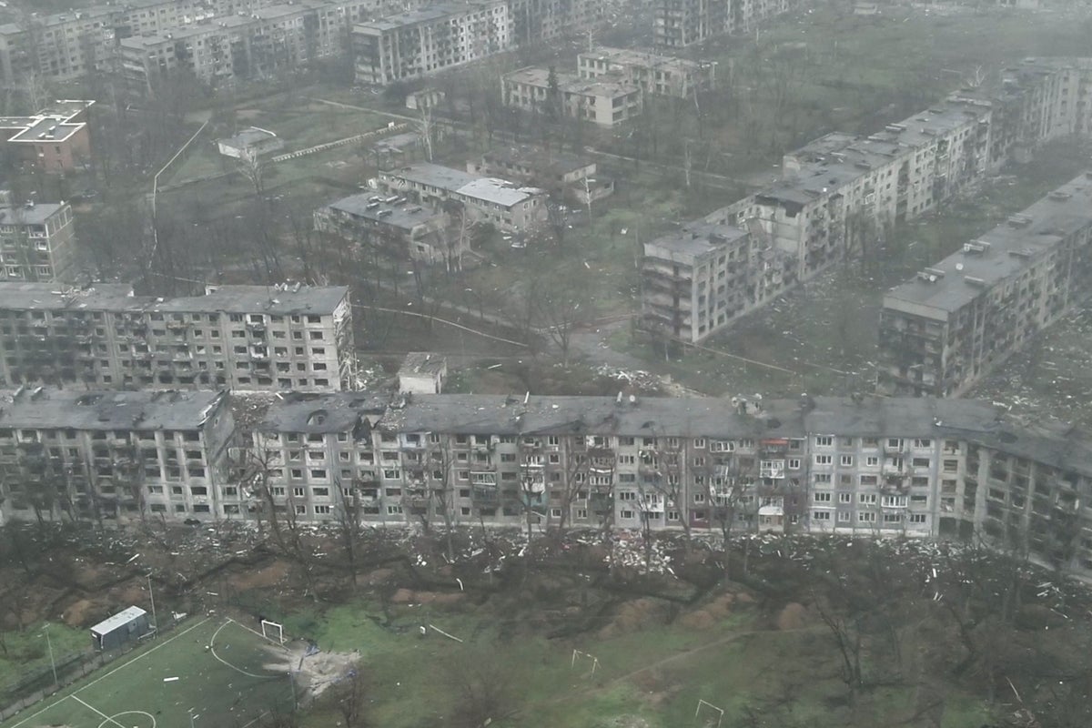 Drone video shows devastated Ukrainian town nearly encircled by Russian forces