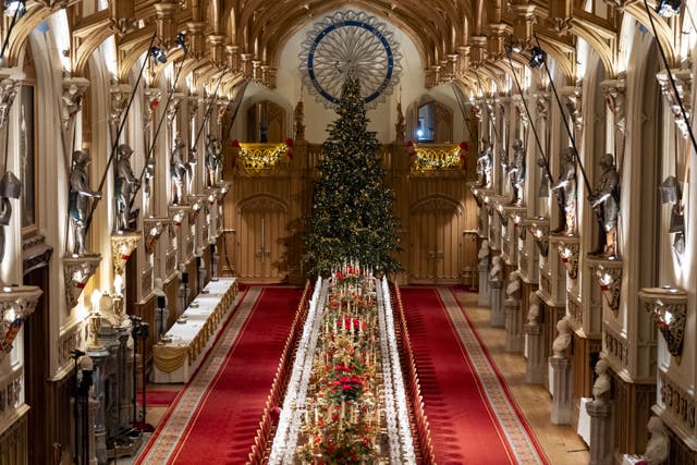 St George’s Chamber ahead of the state banquet for the German President Frank-Walter Steinmeier and his wife Elke Budenbender, at Windsor Castle, Berkshire (Aaron Chown/PA)