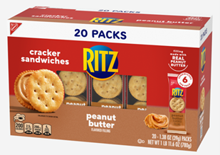 Packs of Ritz Peanut Butter Cracker Sandwiches were mislabeled as Cheese