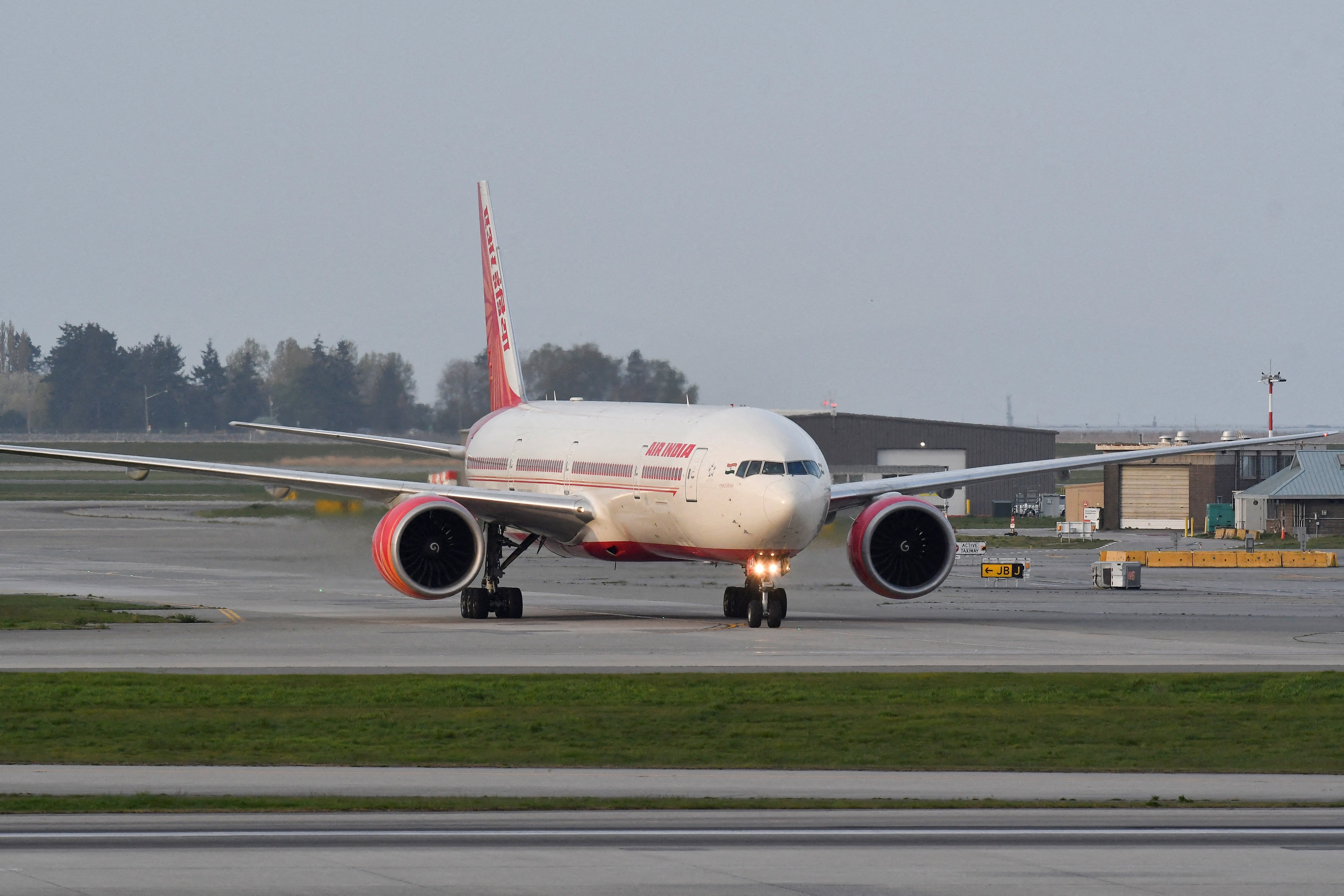 Air India flight 185 arrives from New Delhi at Vancouver International Airport in Richmond, British Columbia, Canada 23 April 2021