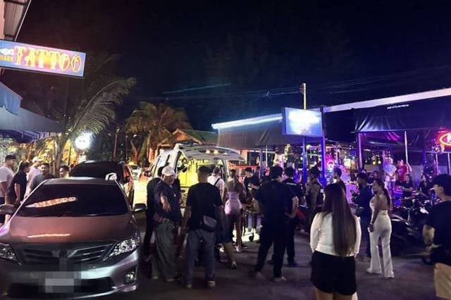 <p>Police are searching for a foreign man who stabbed a British tourist during a late-night altercation outside a Bang Tao beach club in Cherng Talay in the early hours of today</p>