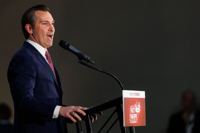 <p>House of  Representative Republican Matt Van Epps delivers his victory speech at Millennium Hotel Maxwell House Nashville on December 2, 2025 in Nashville, Tennessee.</p>