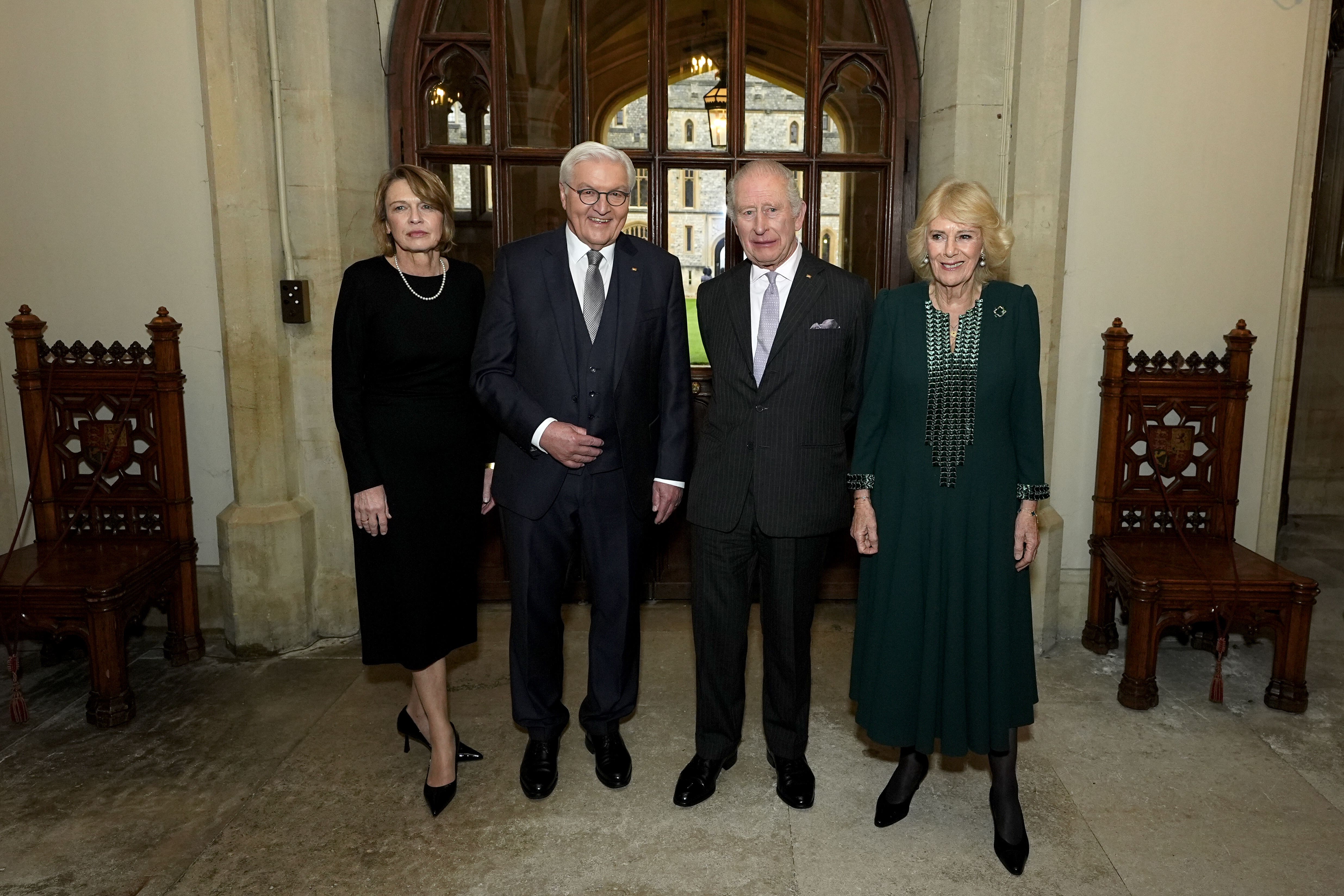The King and Queen bid farewell to German President Frank-Walter Steinmeier and his wife Elke Budenbender (Aaron Chown/PA)