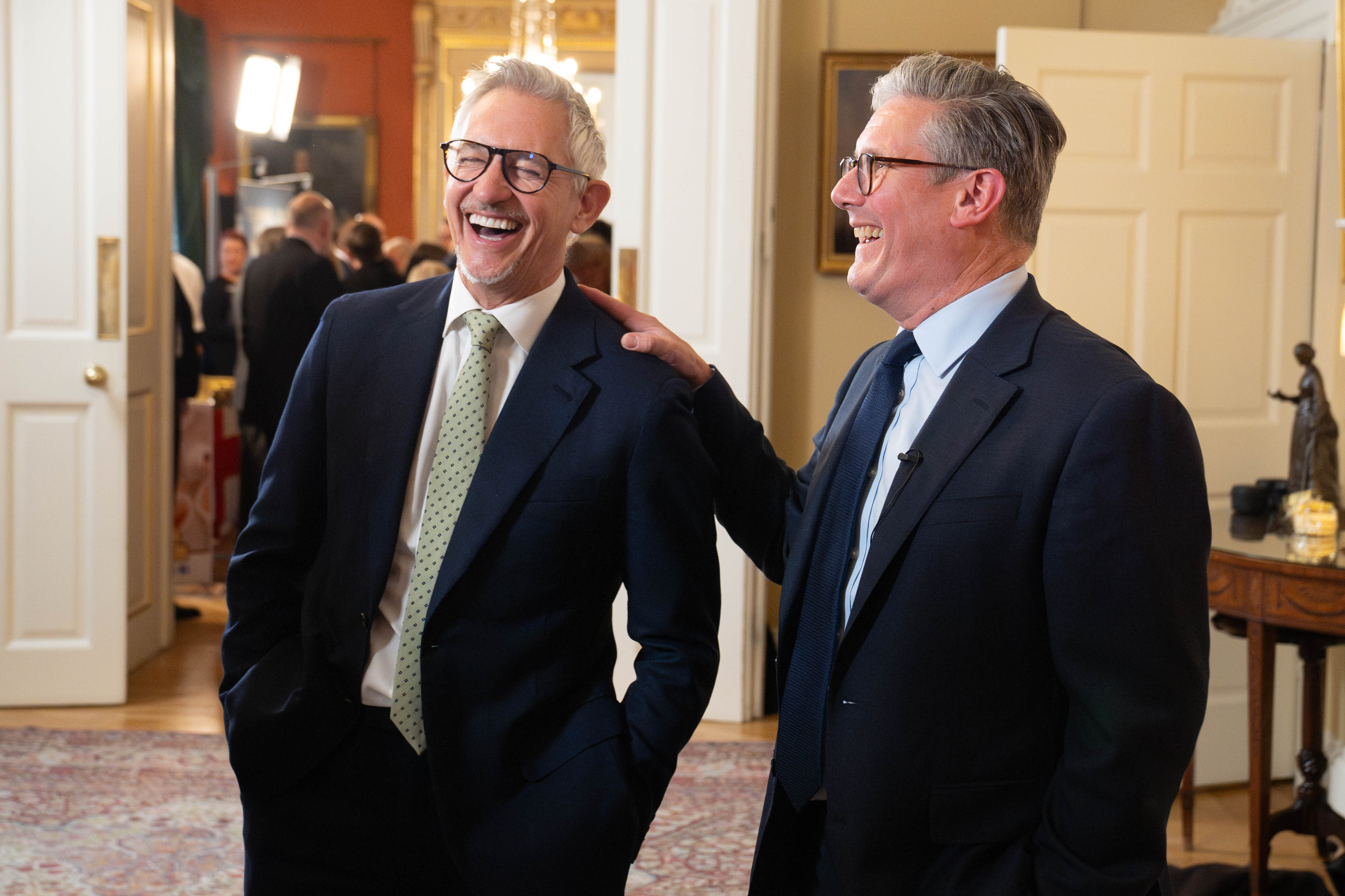 Lineker with Keir Starmer during a St George’s Day reception at 10 Downing Street