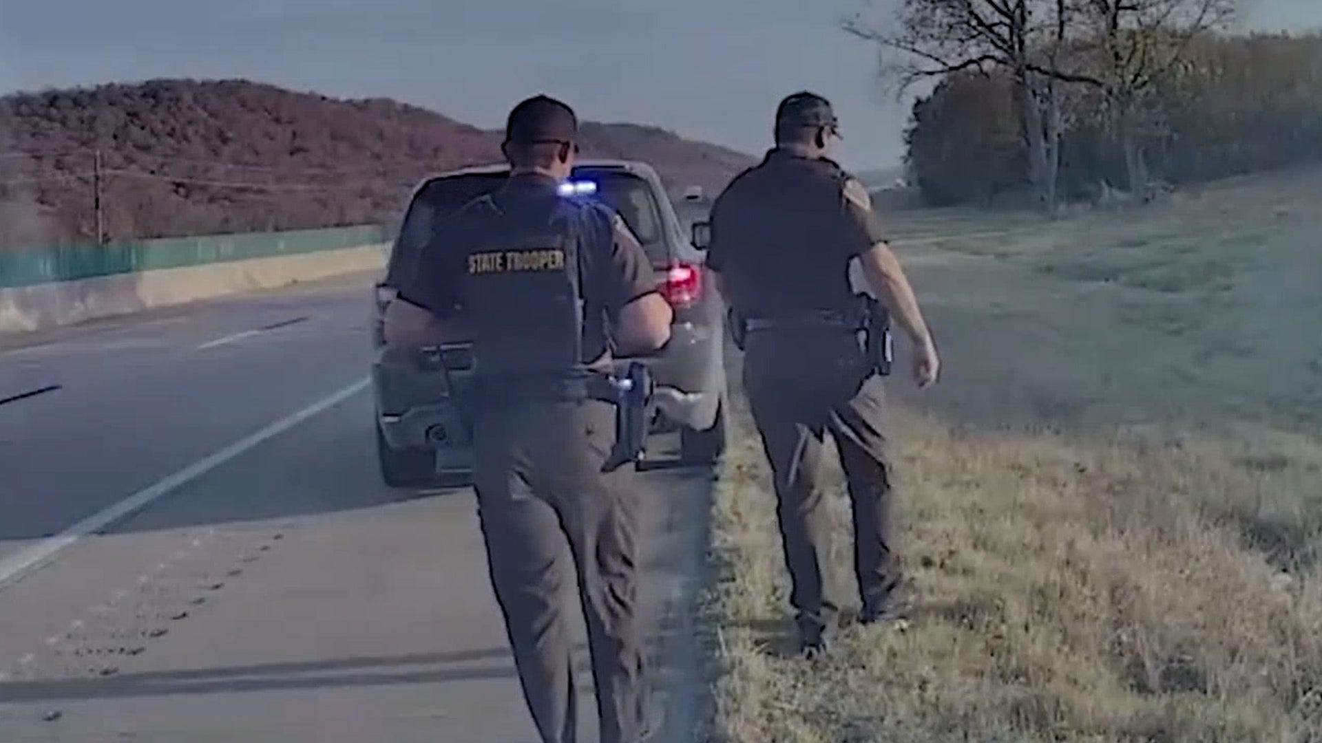 <p>Truck driver facing deportation after unsecured load of tires flies across highway towards police car</p>