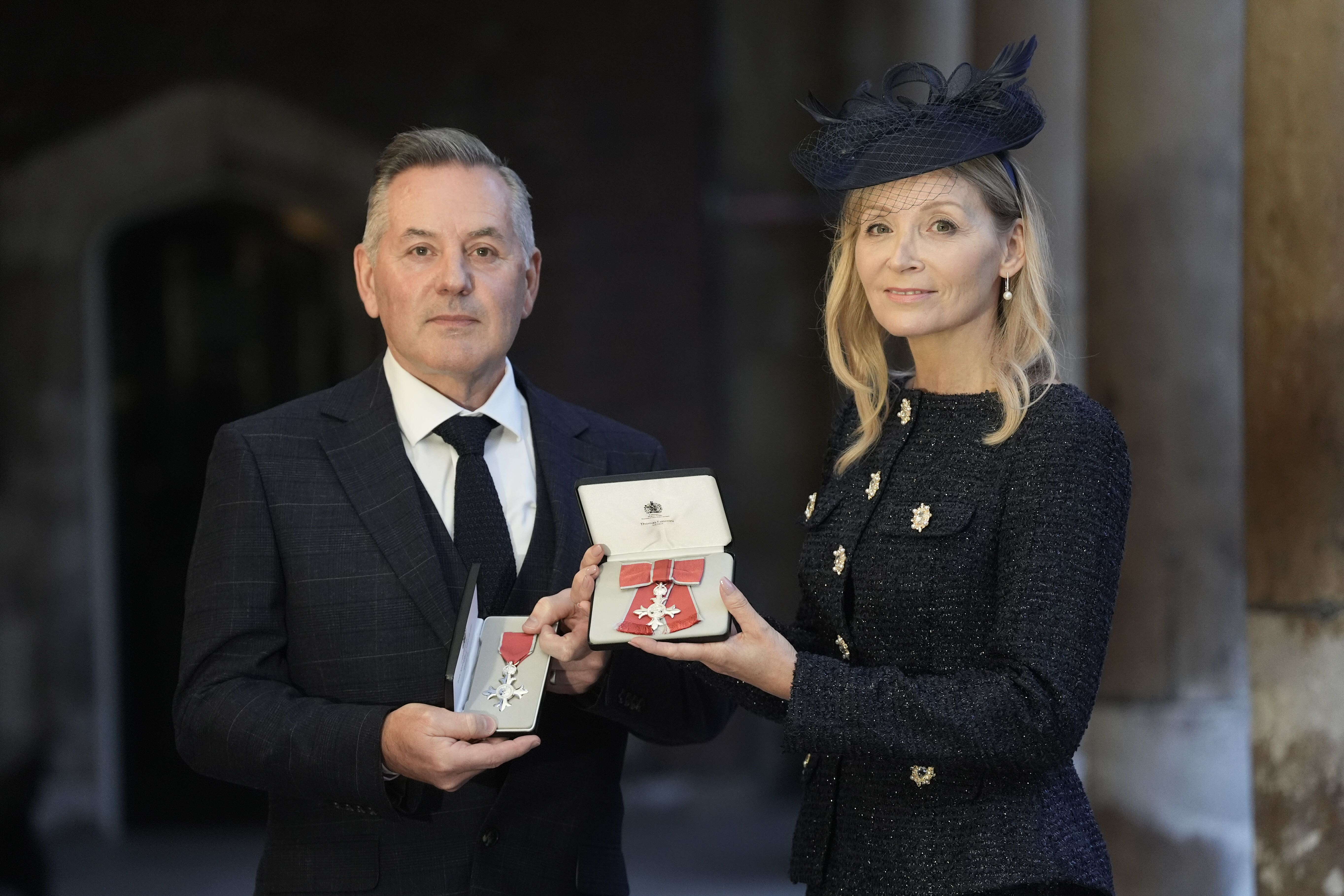 Amanda Mifsud and Raymond Mifsud, co-founders, Abbie’s Army, after being made Member’s of the Order of the British Empire at an investiture ceremony at St James’s Palace, London (Stefan Rousseau/PA Wire)