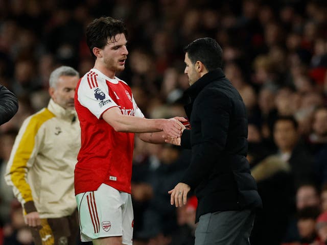 <p>Declan Rice limped off with a calf issue against Brentford</p>